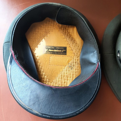 Greek Gendarmerie officer caps used, 1970s collectible set of 2