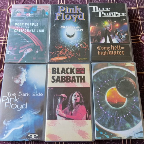 VHS tapes used, pack of 6 classic rock concerts and documentaries