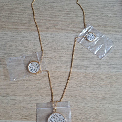 Oxette necklace new stainless steel with Ion Plated Rose Gold and semi-precious stones