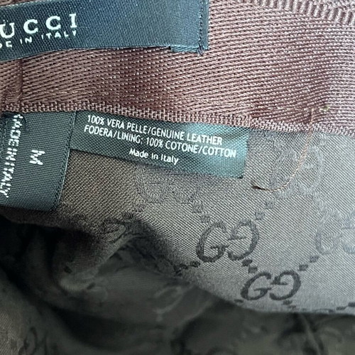Gucci leather hat authentic, like new, brown size M