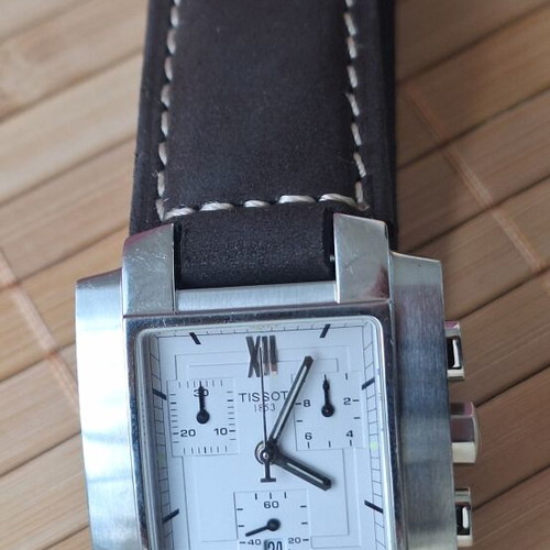 Tissot TXL Quadrato Chronograph Tank watch used, sapphire crystal, stainless steel
