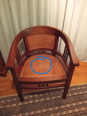 Ζεύγος πολυθρόνες μεταχειρισμένες από μασίφ ξύλο και ψάθα στυλ Colonial