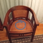 Ζεύγος πολυθρόνες μεταχειρισμένες από μασίφ ξύλο και ψάθα στυλ Colonial
