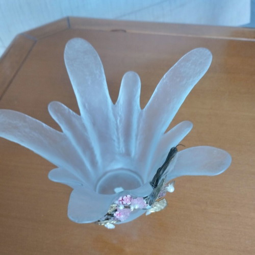 Handmade Murano Art Glass Lotus Vase, like new, 20cm opening