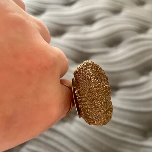 Soninke French Large Cooper Ring with Traditional Woven Design