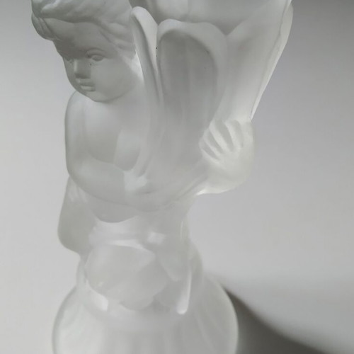 Vintage small candlestick from frosted glass like new