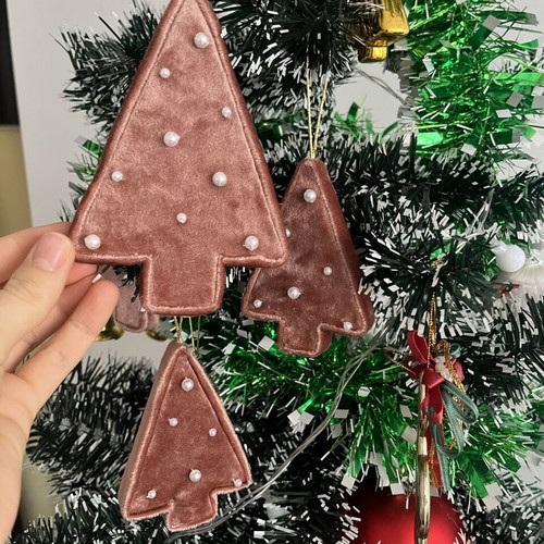 Handmade designer textile Christmas trees for hanging, new