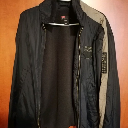 Diesel bomber jacket size L like new, black with olive stripe