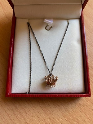 Steel necklace with 3D crown pendant new