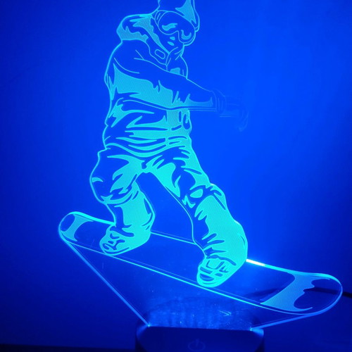 Snowboarder Led table lamp plexiglass used