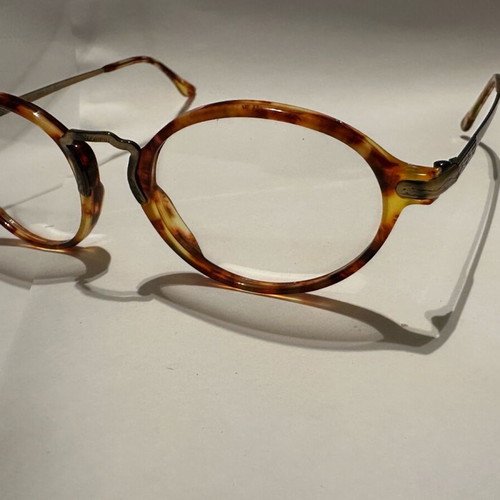 Vintage K+B eyeglasses Made in Italy with round tortoiseshell frame and brass details
