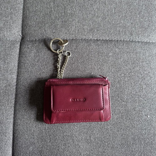 Giudi leather wallet with chain, burgundy