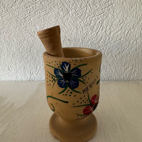 Vintage clay mortar Methana hand-painted, like new