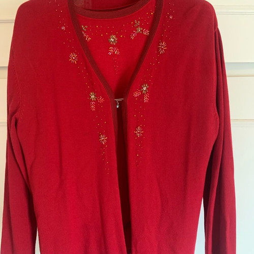 Knitted set burgundy Cojean almost new, jacket and blouse
