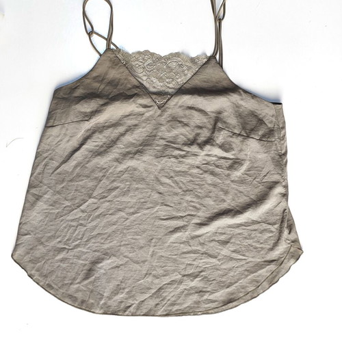 Satin top H&M with lace, size M, like new, soft khaki