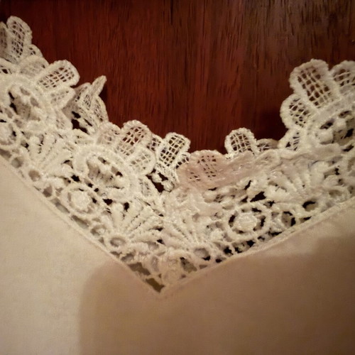 Amelie blouse XXL white with lace and sheer sleeves