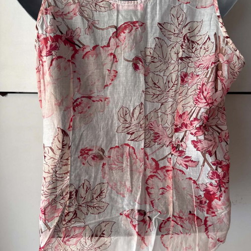 Apriori women's blouse M-L, 28% silk, 72% cotton, white and pink