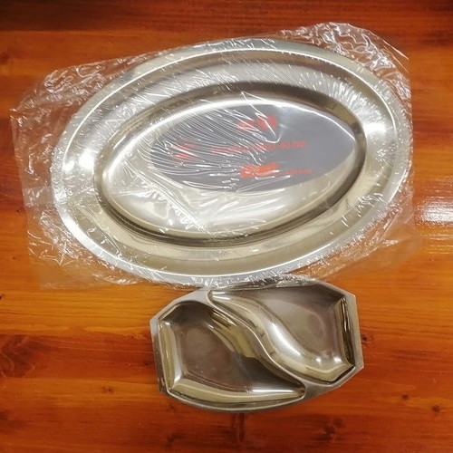 Inox Serving Set with Abert 40cm Oval Platter & 2-Section Tray
