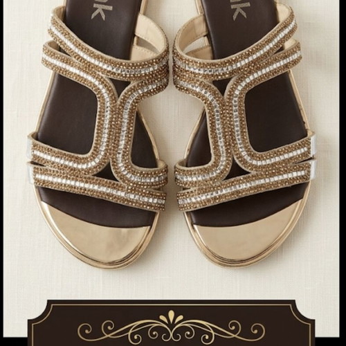 Nak slippers like new with strass size 36 gold and silver
