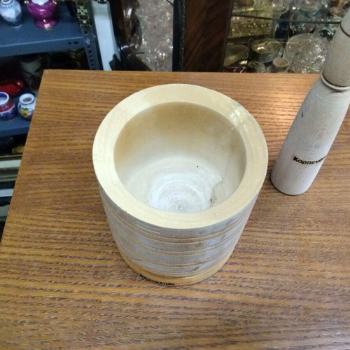 Wooden mortar and pestle like new with Karpenisi inscription