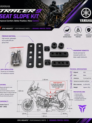 Κιτ ανύψωσης σέλας Yamaha Tracer 9 2021–2025 καινούργιο, 3D printed