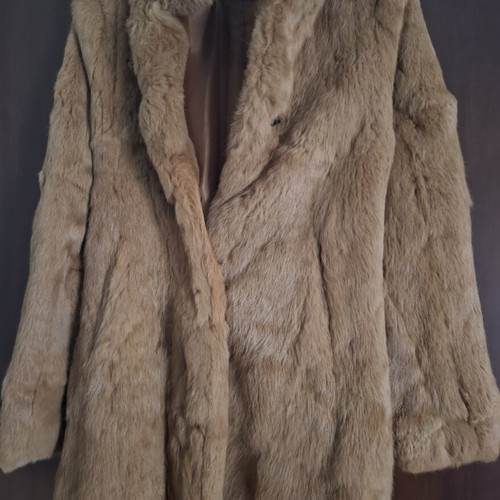 BSB Collection camel color rabbit fur coat, size 40