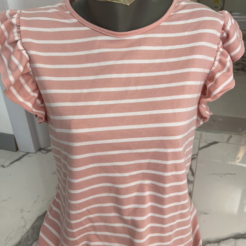 Shein women's striped blouse with ruffled sleeves and decorative back buttons size L like new