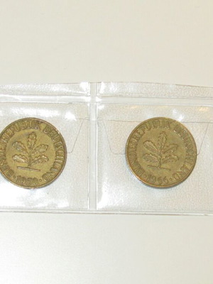 German 10 pfennig coins used, set of 4 pieces