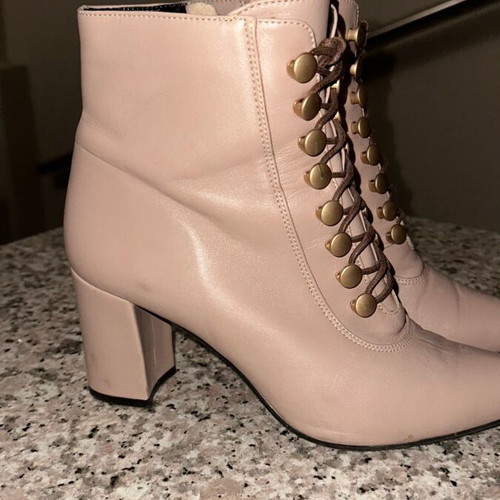 Fardoulis women's leather heeled ankle boots like new, size 37, beige
