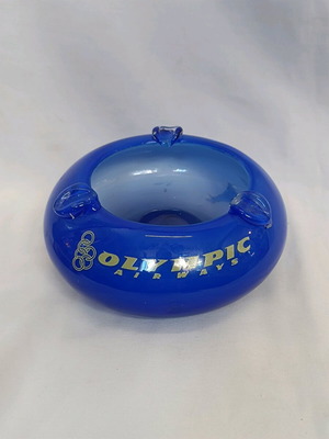 Glass ashtray Olympic Airways like new, blue