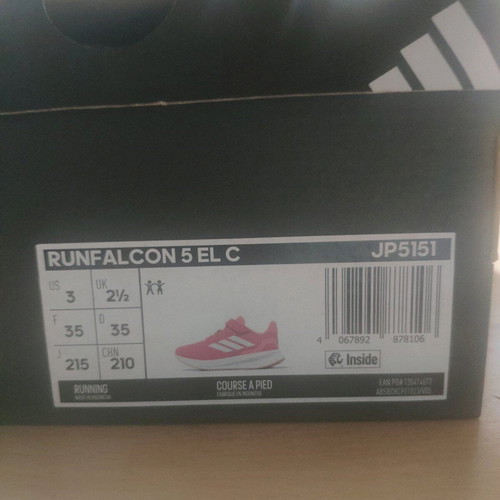 Adidas Runfalcon 5 el used kids running shoes size 35 pink