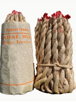 Set of 40 traditional Nepalese rope incense sticks with sandalwood aroma