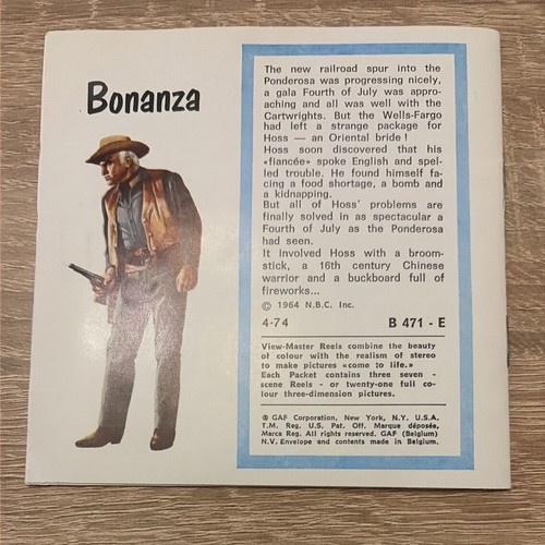 View-Master 3D Vintage Set Bonanza Western Series 1974, like new