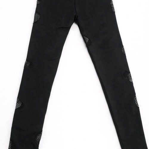 Punk style leggings used, black with cut-out mesh details, size S