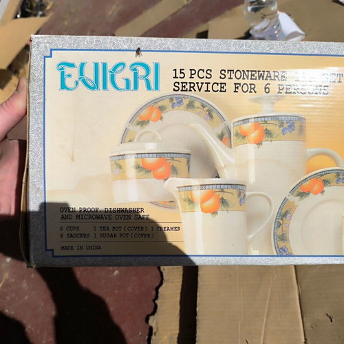 Stoneware tea set 15 pieces new