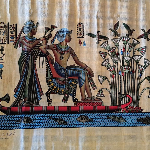 Egyptian papyrus painting on authentic papyrus paper