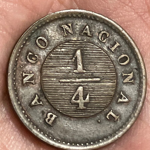 Copper coin Argentina 1/4 Real used from 1837