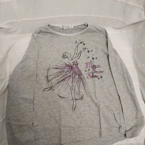 Girls' blouse with rhinestones Terranova like new, grey, 6-7 years