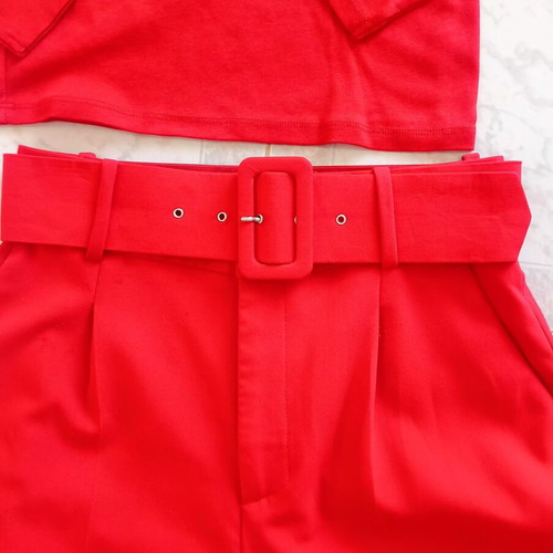 Zara women's red pants and blouse set, small