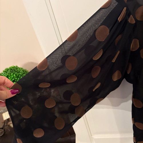 Zara Polka Dot Sheer Shirt Black and Gold XS like new
