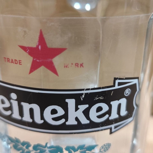 Heineken beer glass mug 500ml used with metal lid from Athenian Brewery