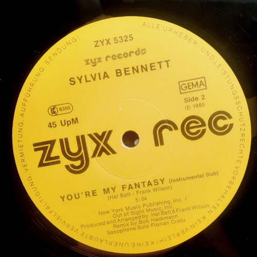Sylvia Bennett You're My Fantasy 12" vinyl like new, synth-pop
