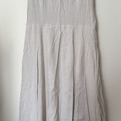 Desiree long linen dress like new, beige, maxi length with buttons