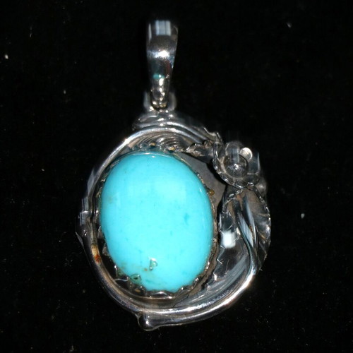 Turquoise Silver 925 Sterling Navajo Indian Pendant Necklace new