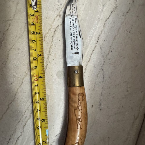 Traditional Cretan Decorative Knife "Crete" with Wooden Handle & Pyrography
