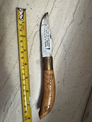 Traditional Cretan Decorative Knife "Crete" with Wooden Handle & Pyrography