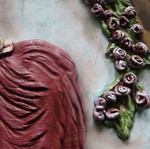 Handmade relief painting of angelic figure 40x32 cm new