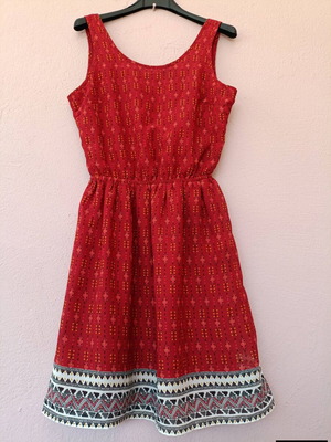 H&M Divided red sleeveless dress new with geometric and ethnic patterns