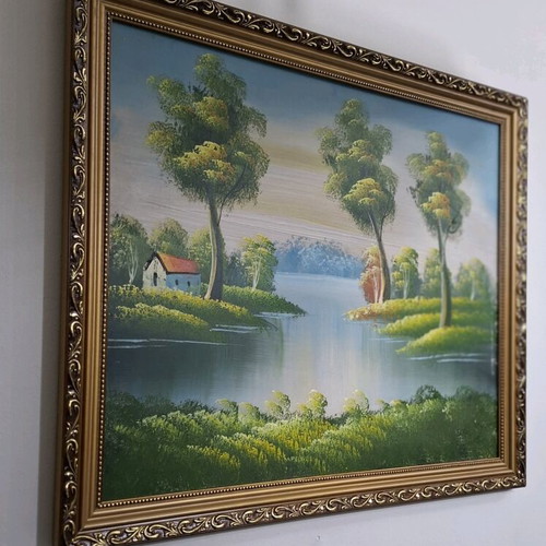 Landscape Painting with Frame like New, 67x55 cm, Classic Style