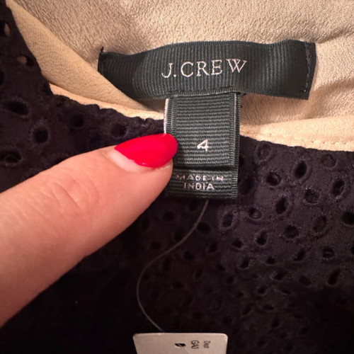 J. Crew One-Shoulder Blouse with Ruffles New, Black and Beige